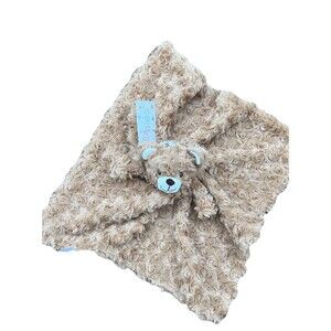 Oobles Teddy Bear Security Baby Blanket Lovey Plush Soft Brown Rosette New
